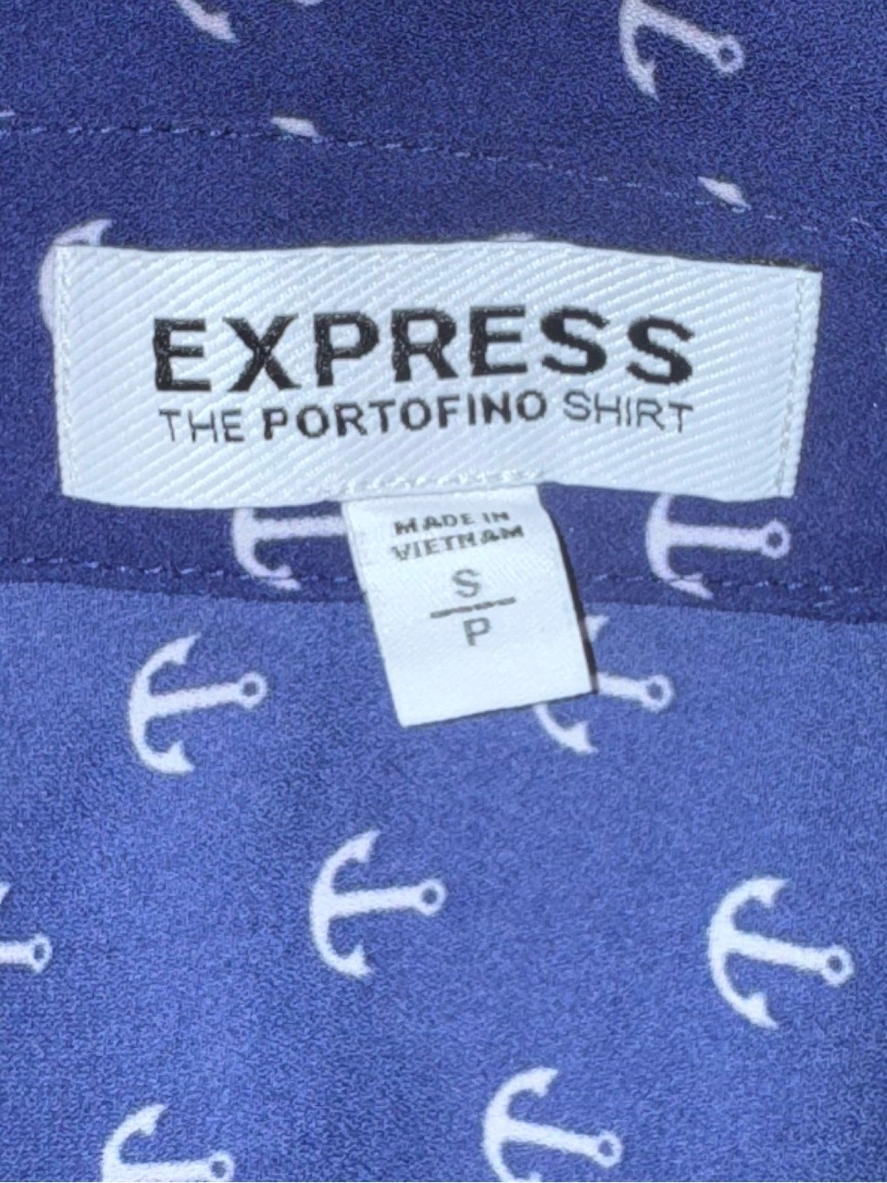 Express Portofino Navy Anchor Print Button Front Blouse Sheer Nautical Small - Picture 8 of 10